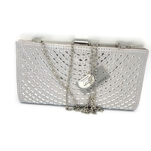 Jessica McClintock Women's Silver Jackie Frame Clutch